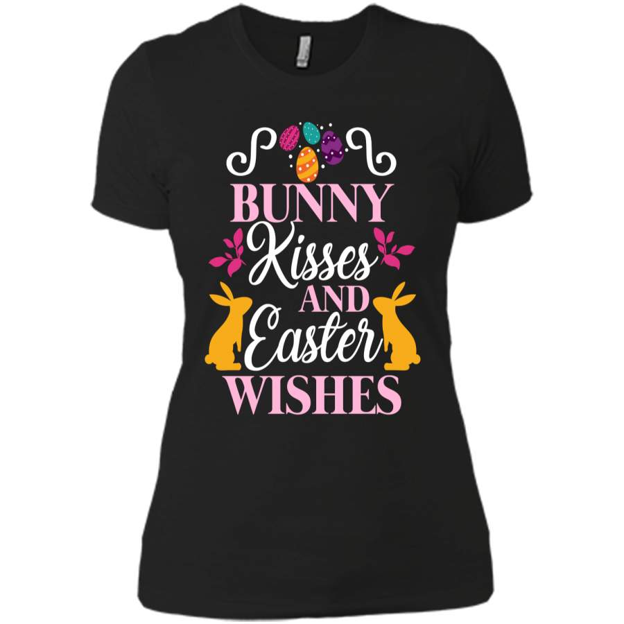 Bunny Kisses And Easter Wishes Cute Easter T-Shirt Next Level Ladies Boyfriend Tee