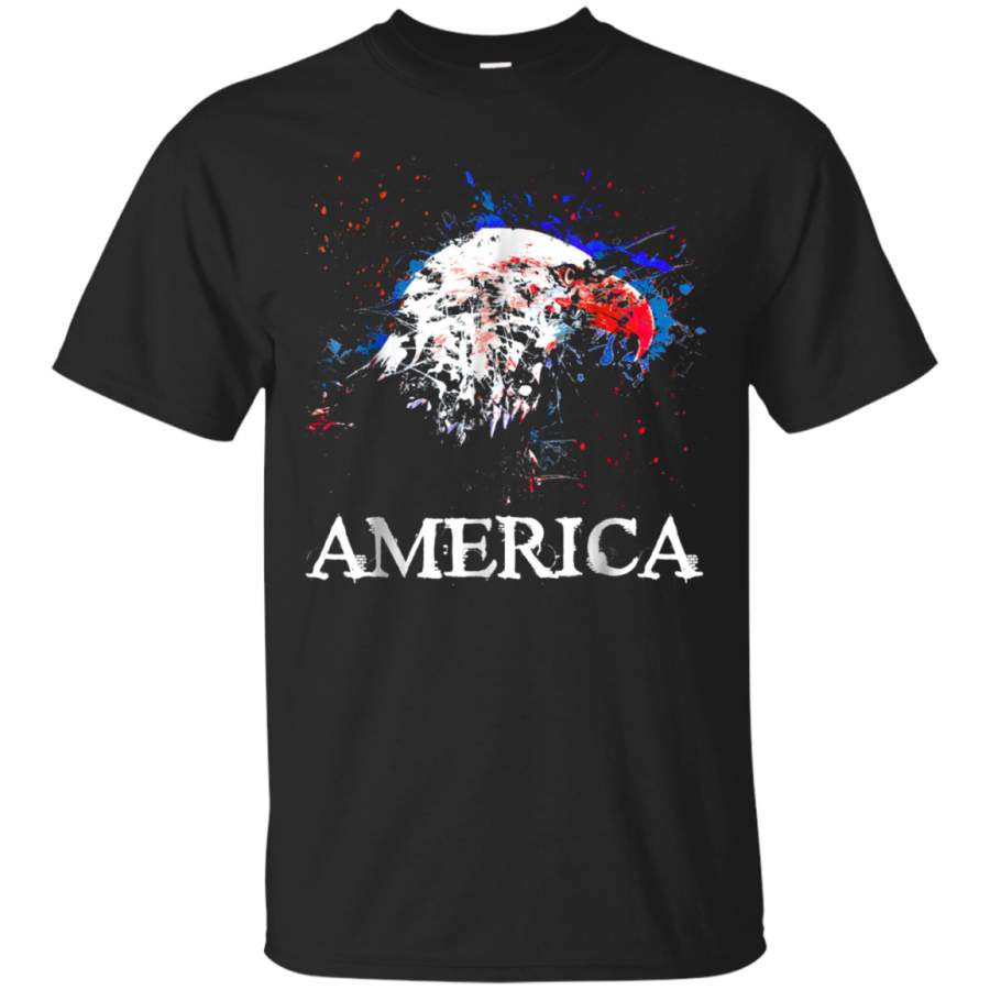 AGR America Blue Red Distressed Inkblot Eagle July 4th USA Shirt