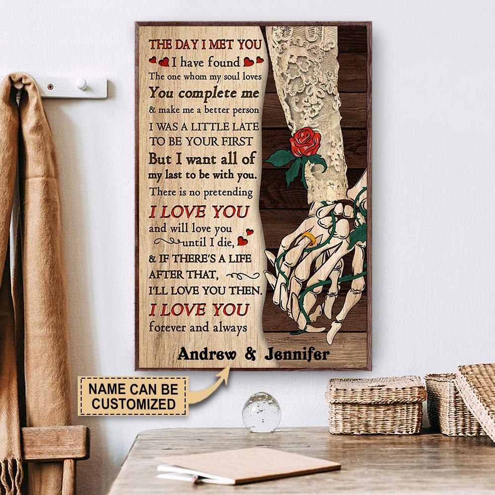 Personalized Skeleton Couple The Day I Met Poster