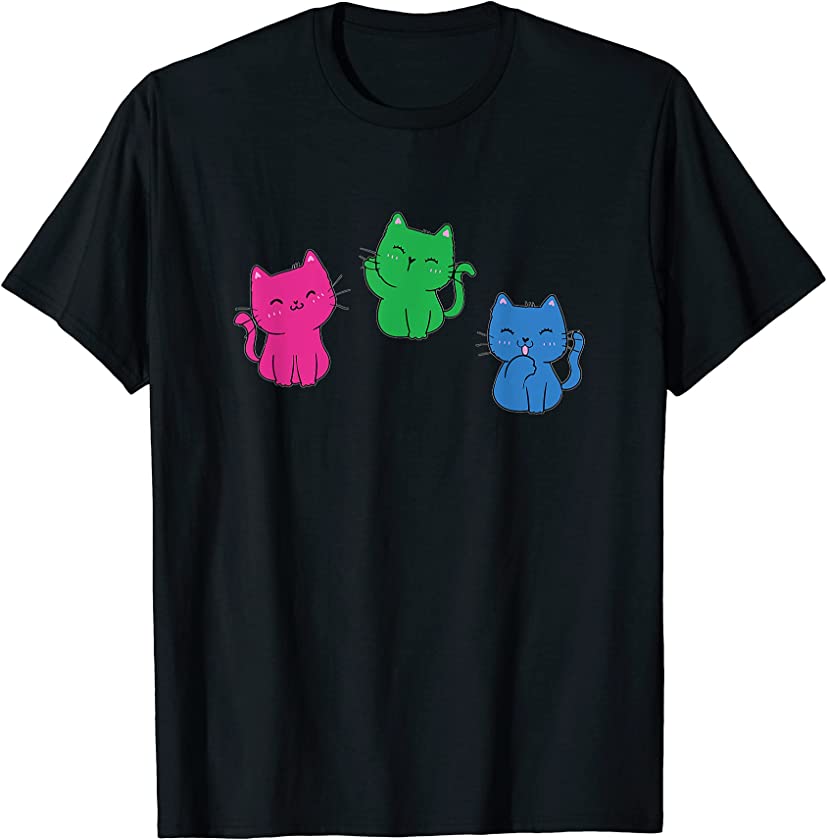 Poly Pride Kawaii Cat Kittens LGBT Polysexual LGBTQ T-Shirt