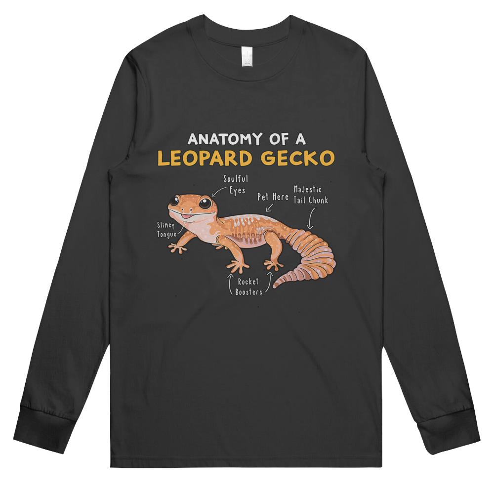 Anatomy Of A Leopard Gecko Funny Gecko Mom Reptile Dad Long Sleeve T Shirts