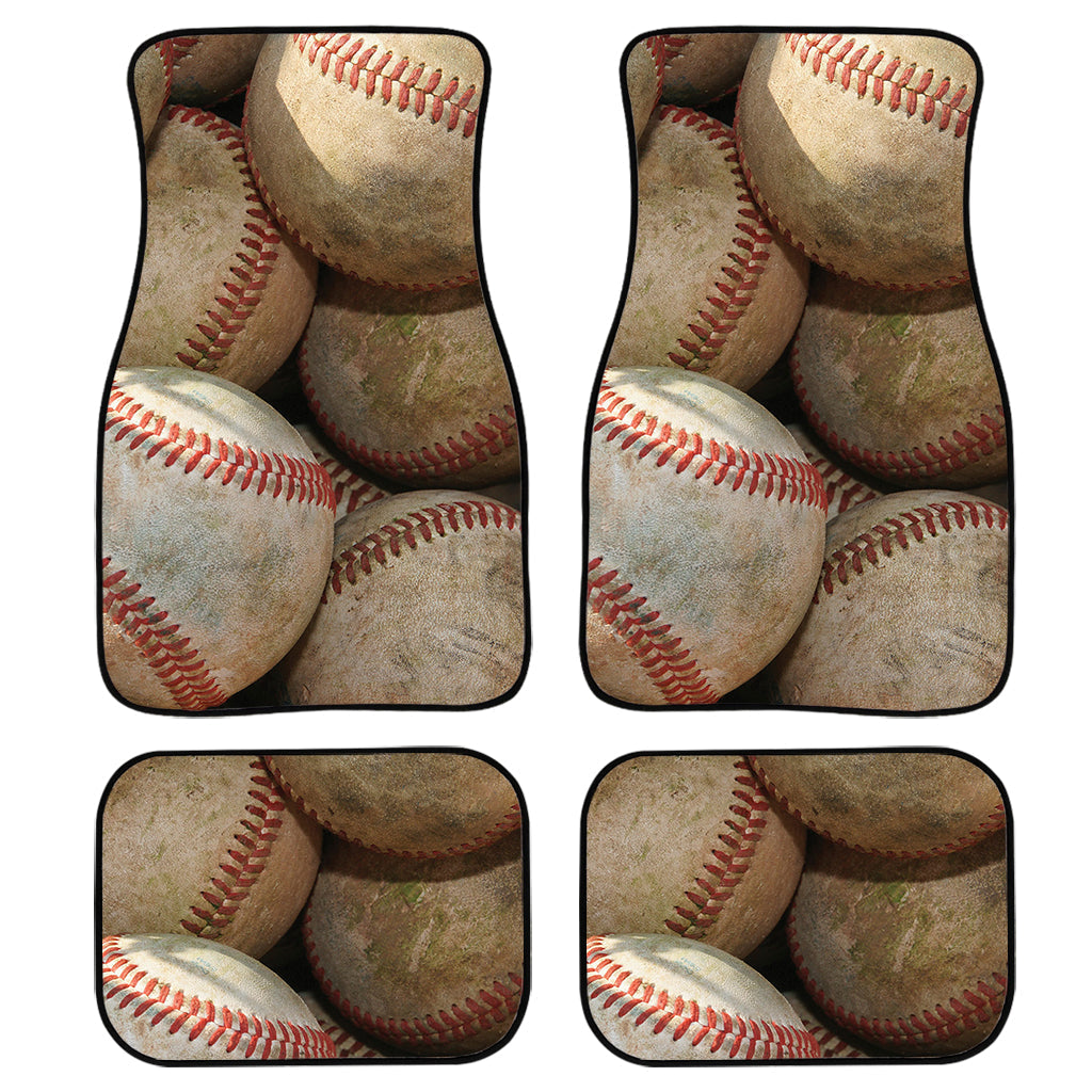 Grunge Baseballs Print Front And Back Car Floor Mats, Front Car Mat