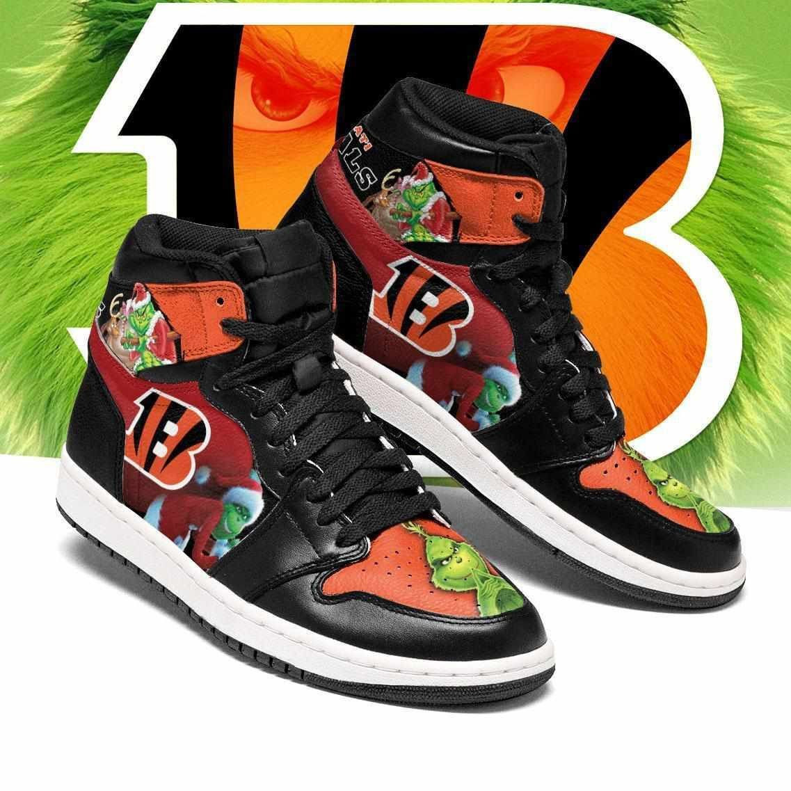 Unique The Grinch Cincinnati Bengals Design Air Jordan 1 High Printing Shoes Sneaker