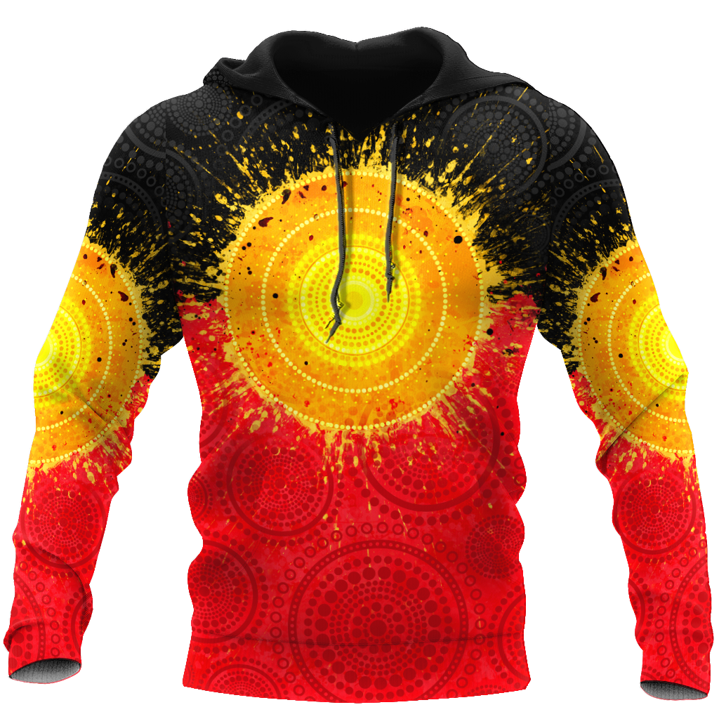 Aboriginal Flag Indigenous Sun Painting Art 3D Design Shirts