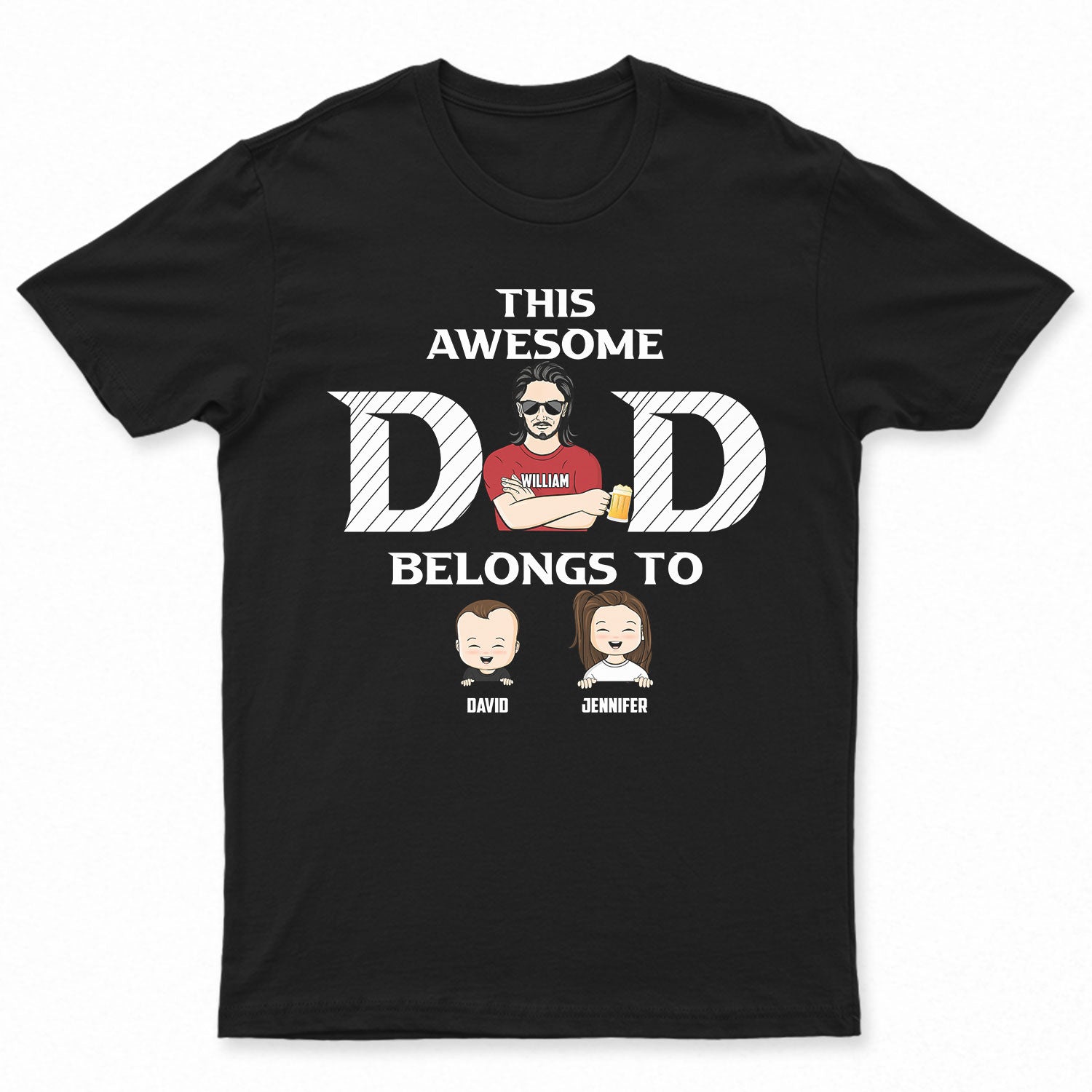 This Awesome Dad Belongs To – Gift For Father – Personalized Custom T Shirt