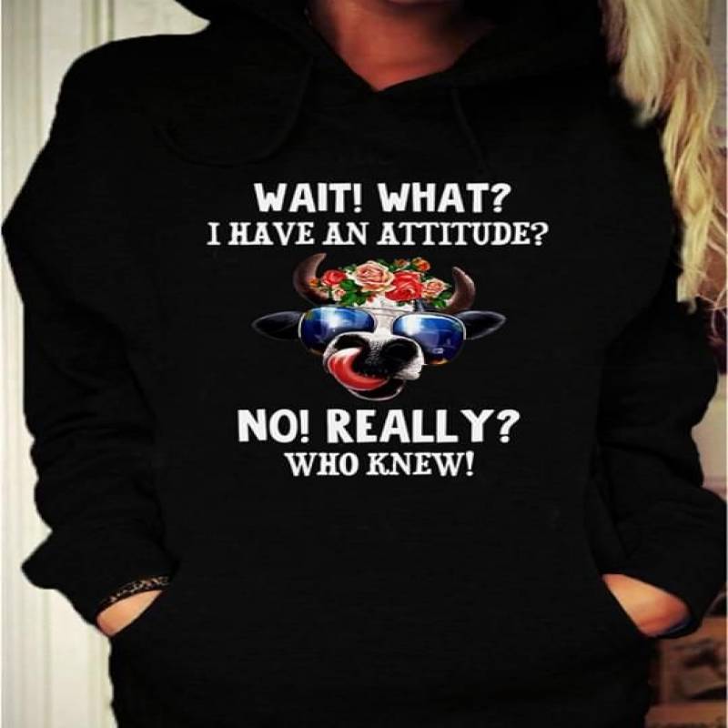 Wait What I Have An Attitude No Really Who Knew Quotes Best Gift For Your Friends Who Love Animal And Nature Black Unisex Hoodie S-5Xl