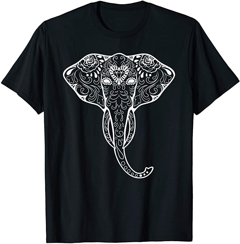 Mexican Sugar Skull ‘Dia De Los Muertos’ Elephant T-Shirt