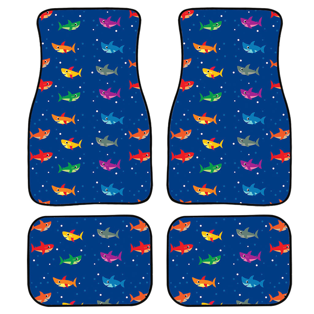 Colorful Baby Sharks Pattern Print Front And Back Car Floor Mats, Front Car Mat