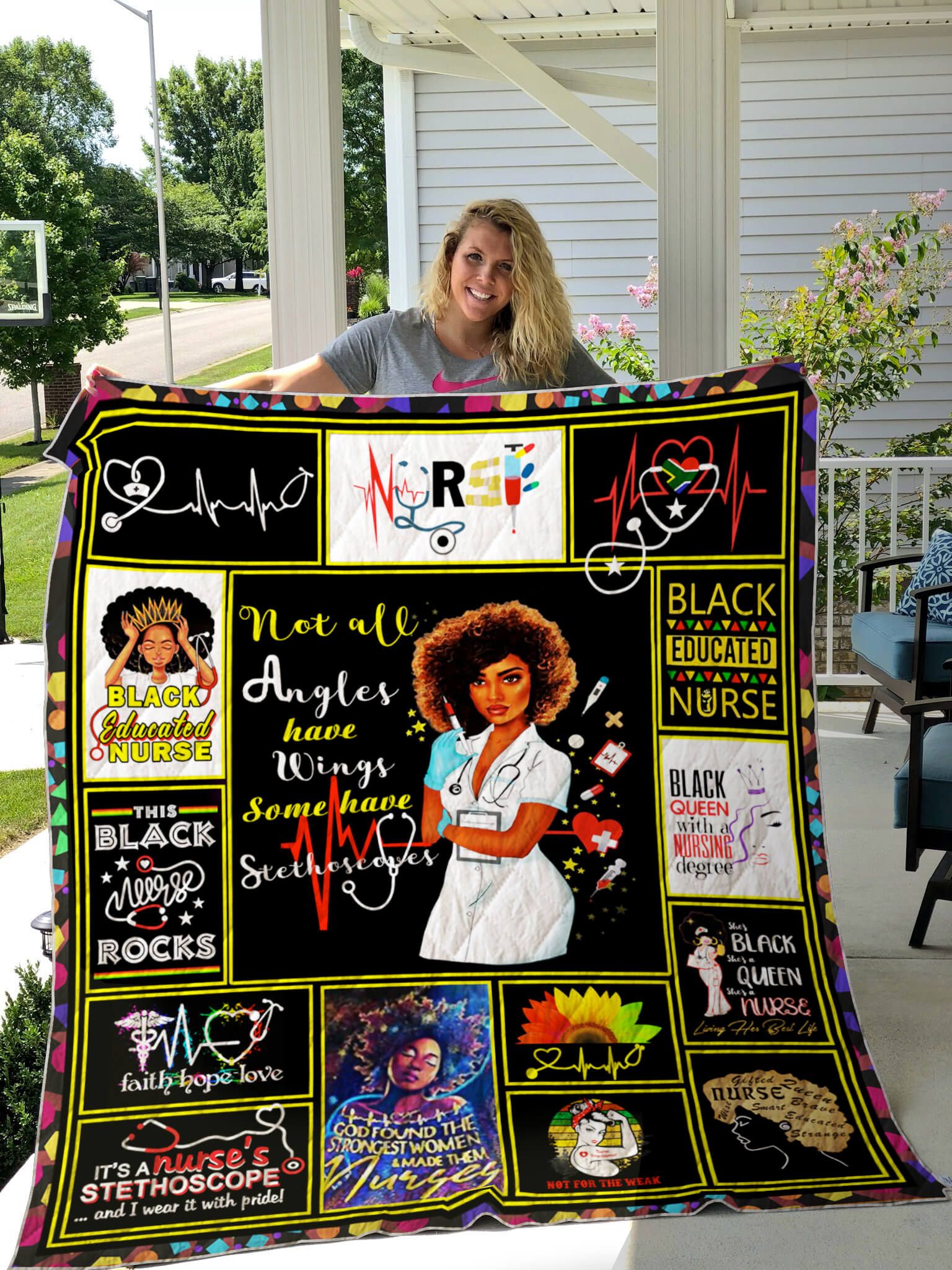 Black Girl Nurse Black Queen With Nursing Degree Quilt Blanket Great Customized Gifts For Birthday Christmas Thanksgiving Perfect Gifts For Nurse And Black Daughter Girlfriend Wife