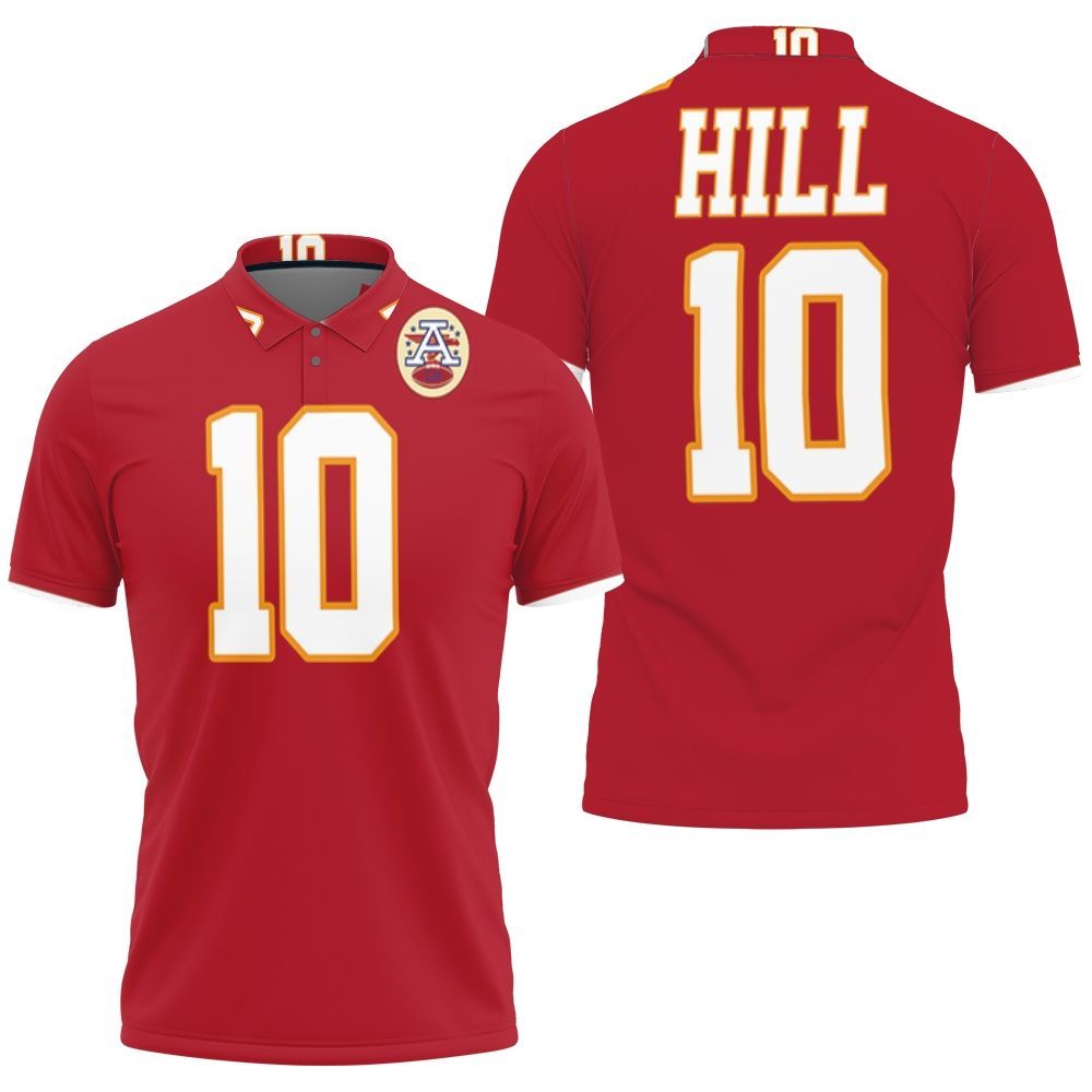 Tyreek Hill Kansas City Chiefs Red Jersey Inspired Style Polo Shirt