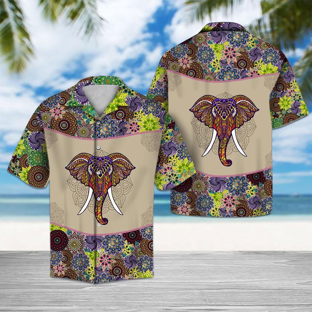 Mandala Elephant Hawaiian Shirt Summer Button Up For Men, Women, Couple