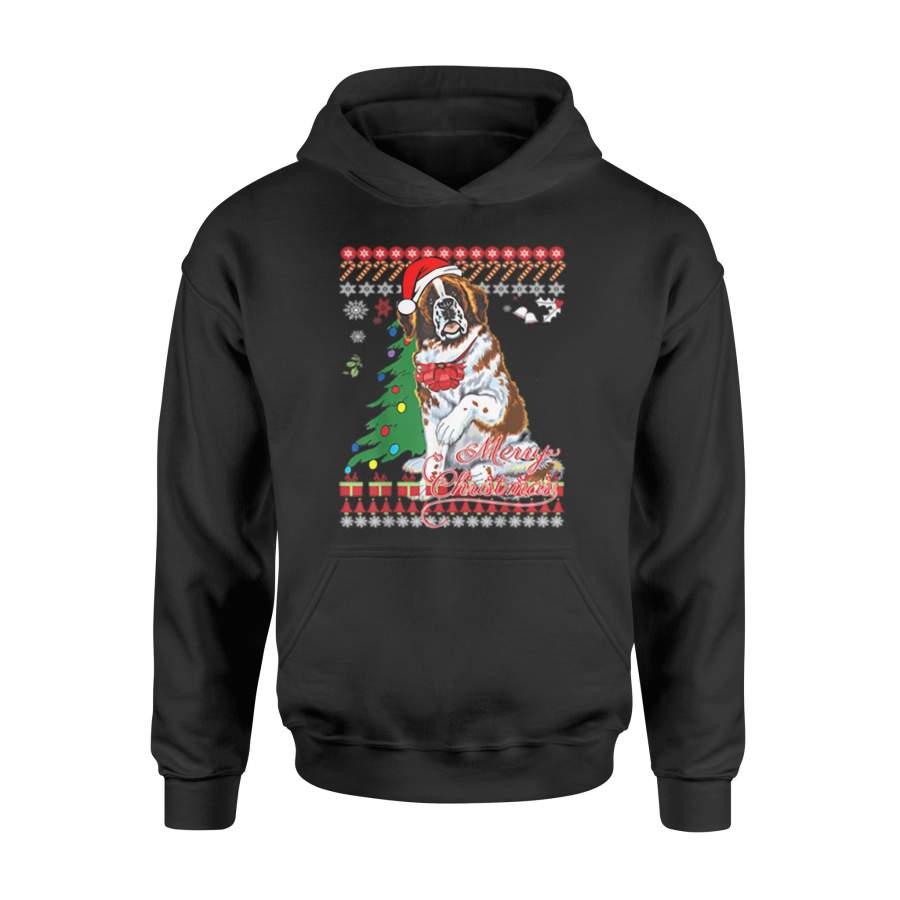 Ugly Christmas Sweater Saint Bernard Dog T-Shirt – Standard Hoodie