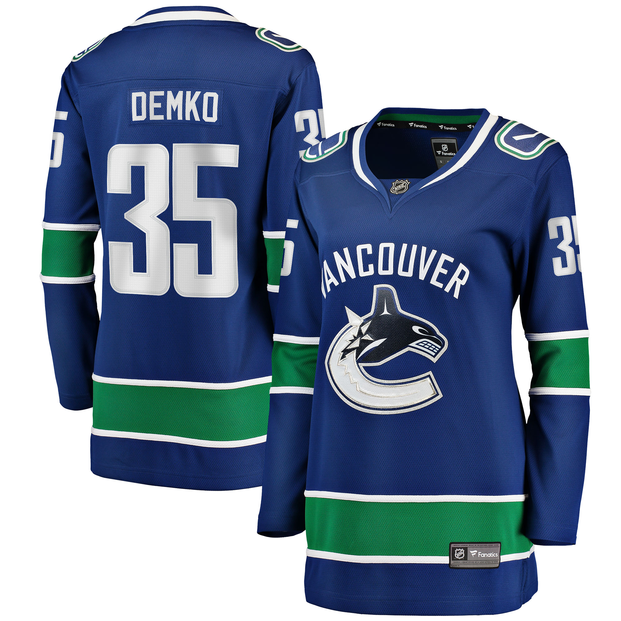 Thatcher Demko Vancouver Canucks Branded Women's Home Breakaway Player Jersey – Blue