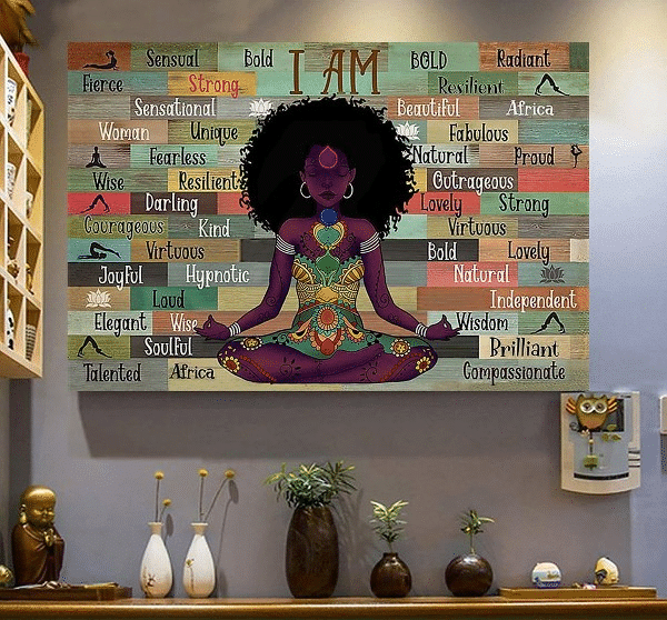 Juneteenth Freedom Day Liberation Day Black Girl I Am Bold Radiant Resilient Beautiful Arica Home Living Room Wall Decor Horizontal Poster Canvas