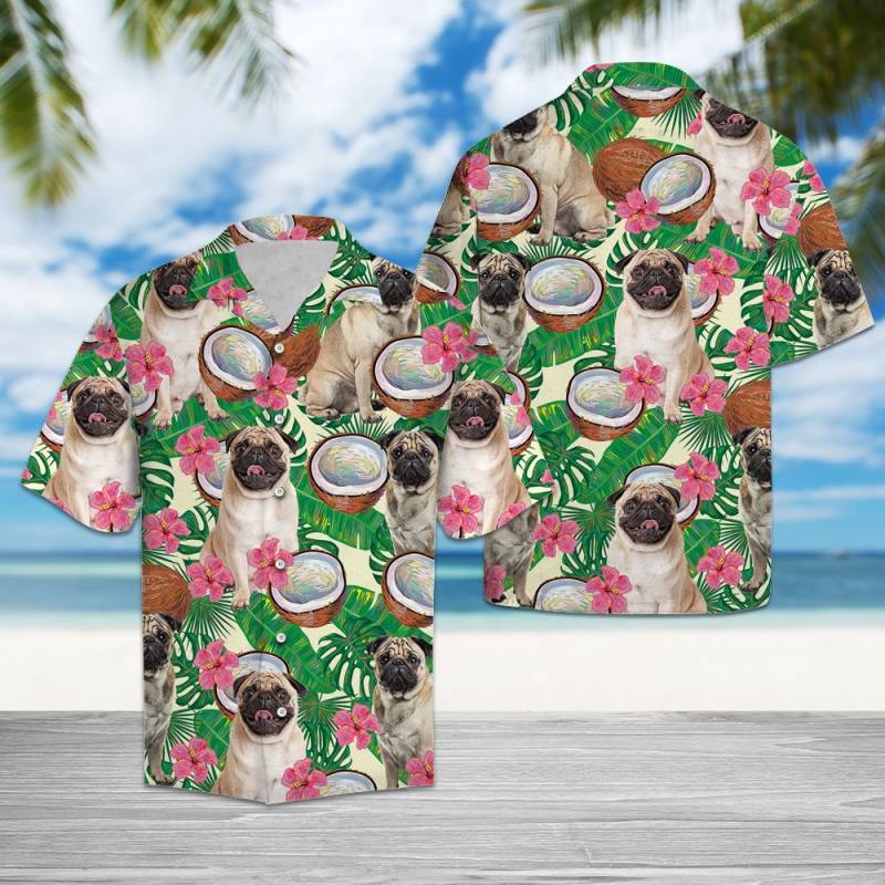 Pug Tropical Coconut Hawaii Shirt Ha93204