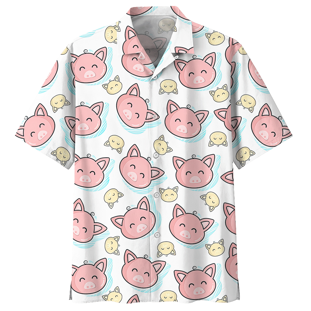 Pig White High Quality Unisex Hawaii Shirt For Men And Women Ha41428