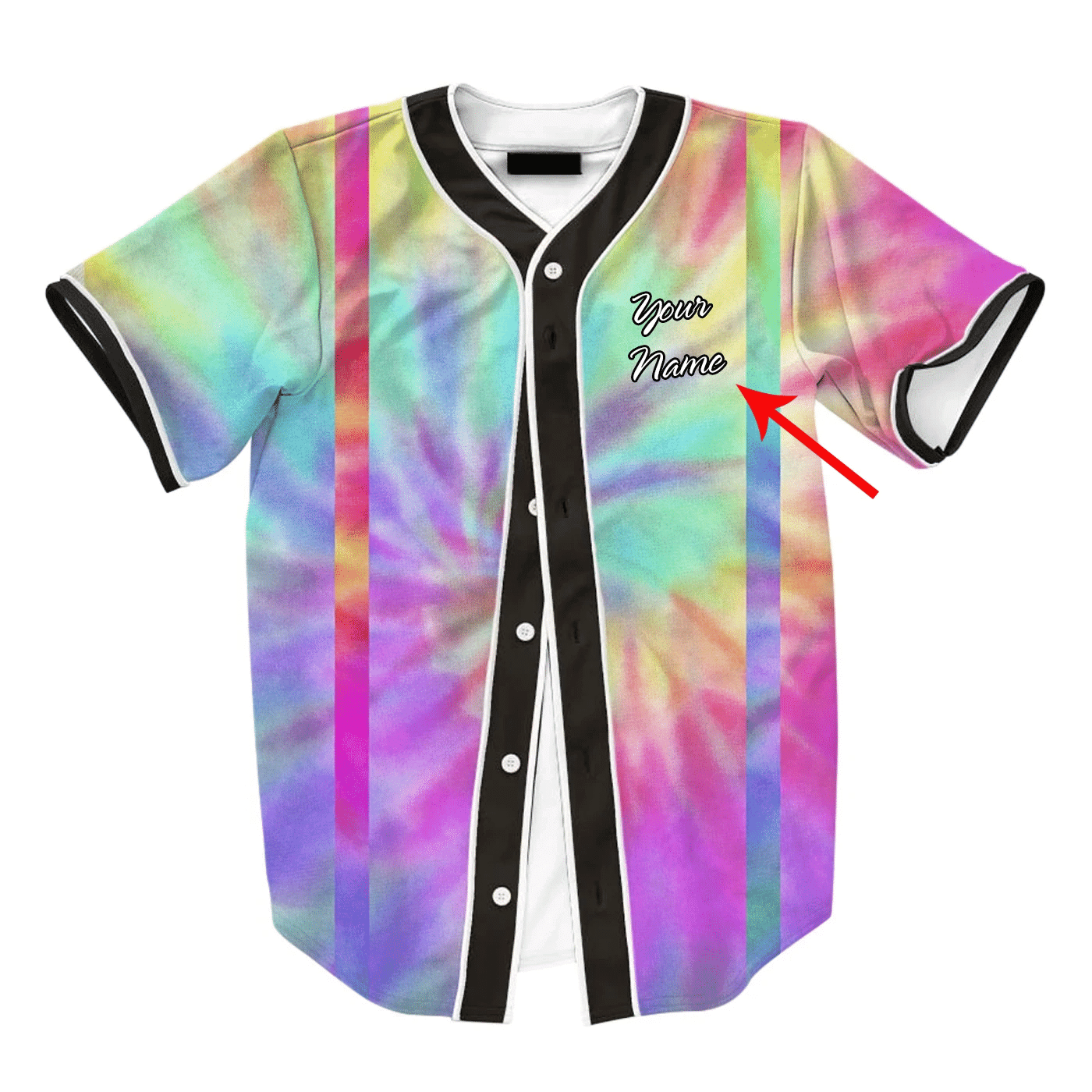 Psychedelic Pastel Tie Dye 3D Prints Baseball Jersey For Men