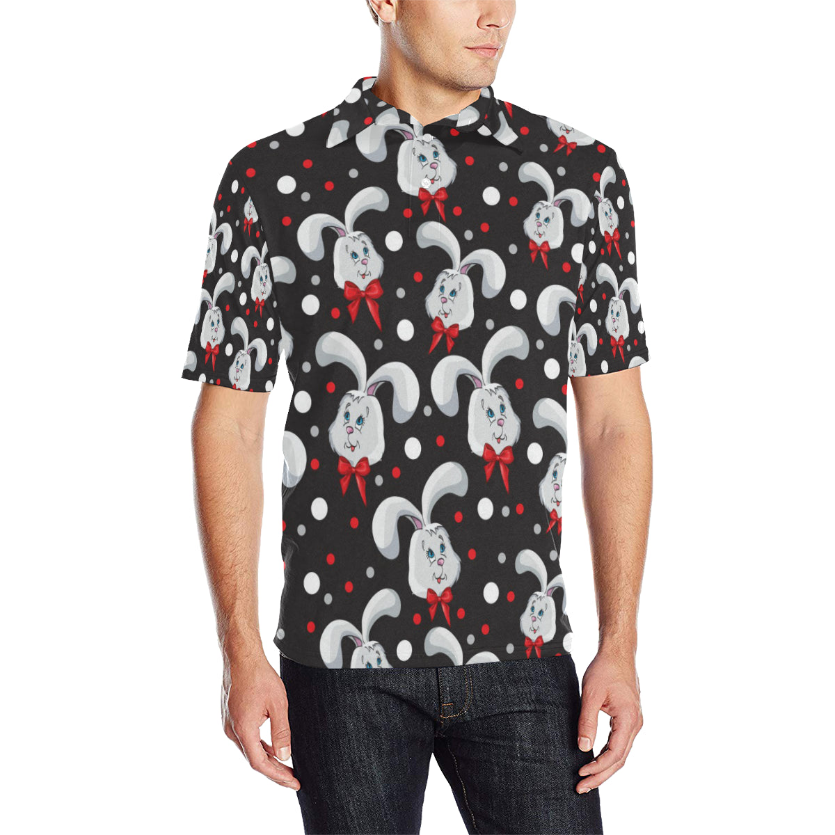 Rabbit Pattern Print Design Rb012 Men Polo Shirt