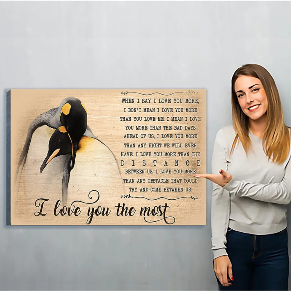 Penguin I Love You The Most Canvas Print Wall Art – Matte Canvas