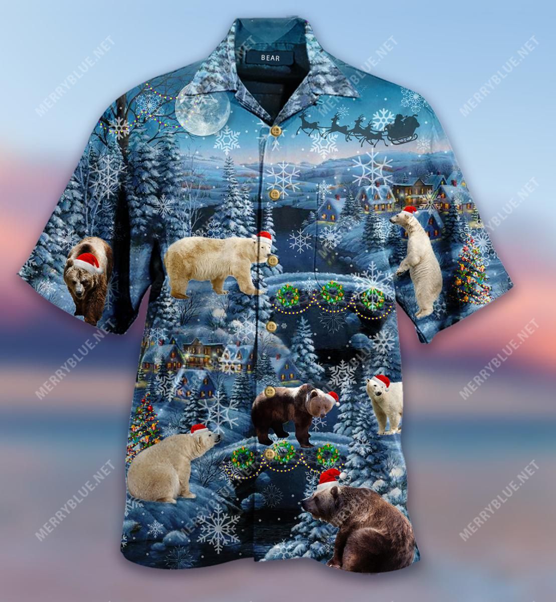 Bears Merry Xmas Aloha Hawaiian Shirt Colorful Short Sleeve Summer Beach Casual Shirt For Men And Women