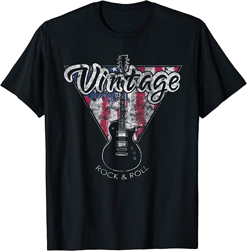 American Flag Guitar T-Shirt Vintage Guitar Player Gift T-Shirt