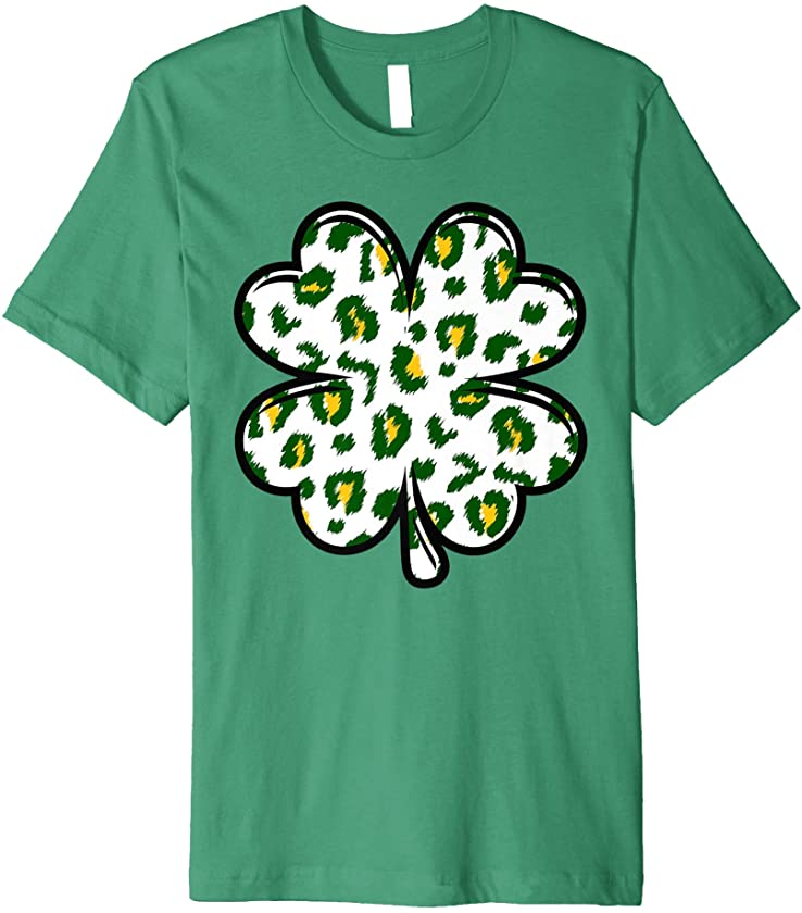 St Patricks Day Leopard Print Shamrock Irish Gift Premium T-Shirt