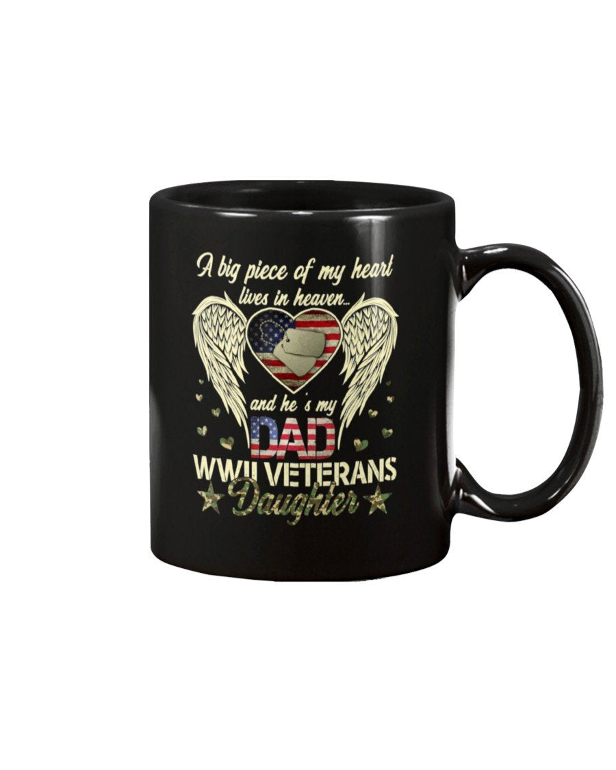 Wwii Veterans Daughter Heart Heaven American Flag Gift Idea Mug
