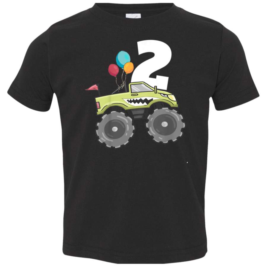 Kids Monster Truck 2nd Birthday Shirt Boy 2 Year Old Gift Tee TShirt 3321 Rabbit Skins Toddler Jersey T-Shirt