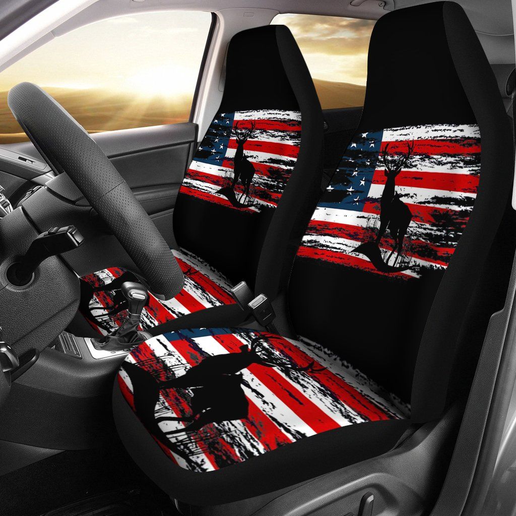 American Deer Hunter Patriotic Vintage US Flag Copy Car Seat Covers