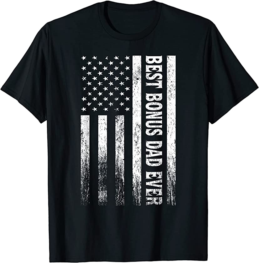 Best Bonus Dad Ever Vintage American Flag Father’s Day Gift T-Shirt