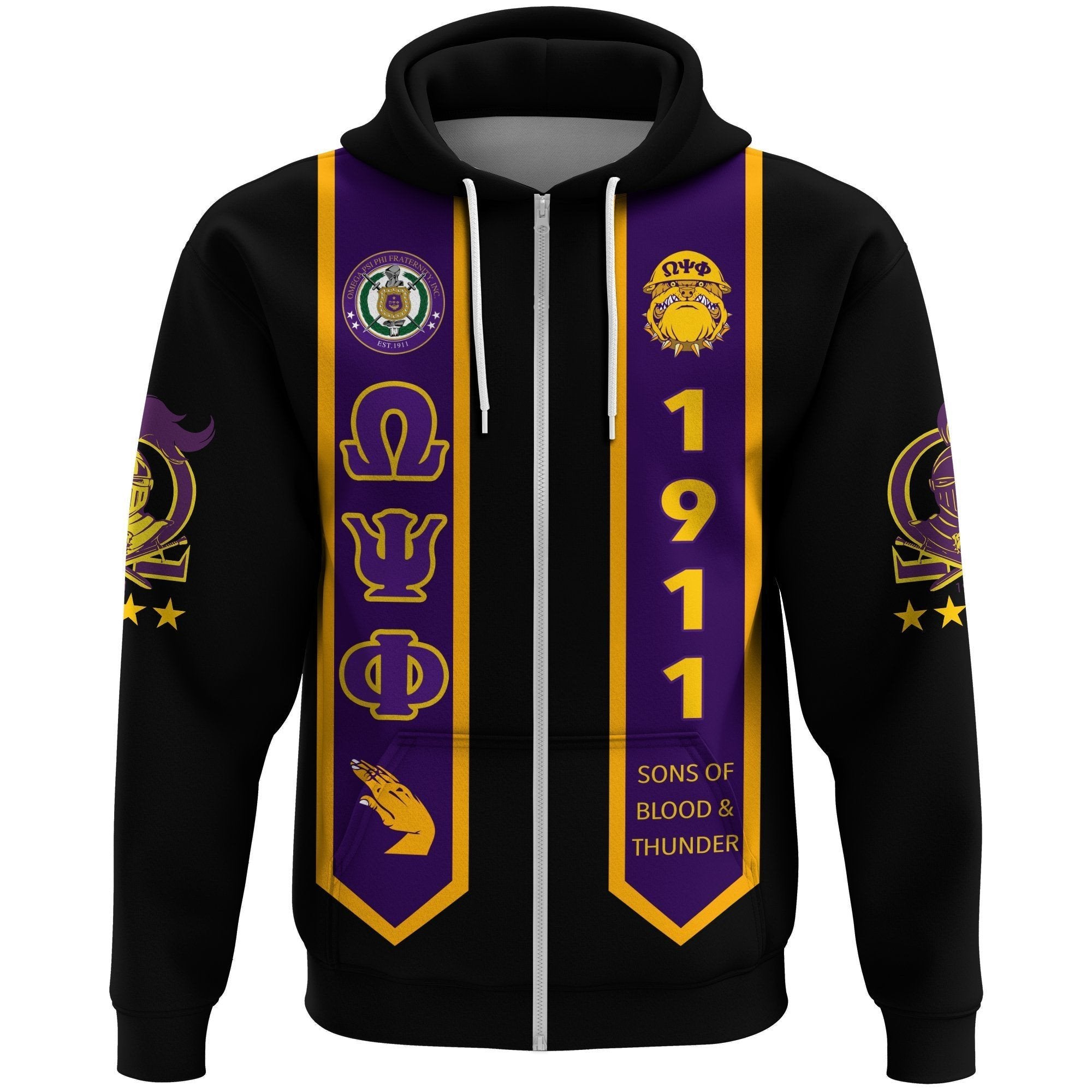 Fraternity Hoodie – Omega Psi Phi Zip Hoodie Graduation Stole Style