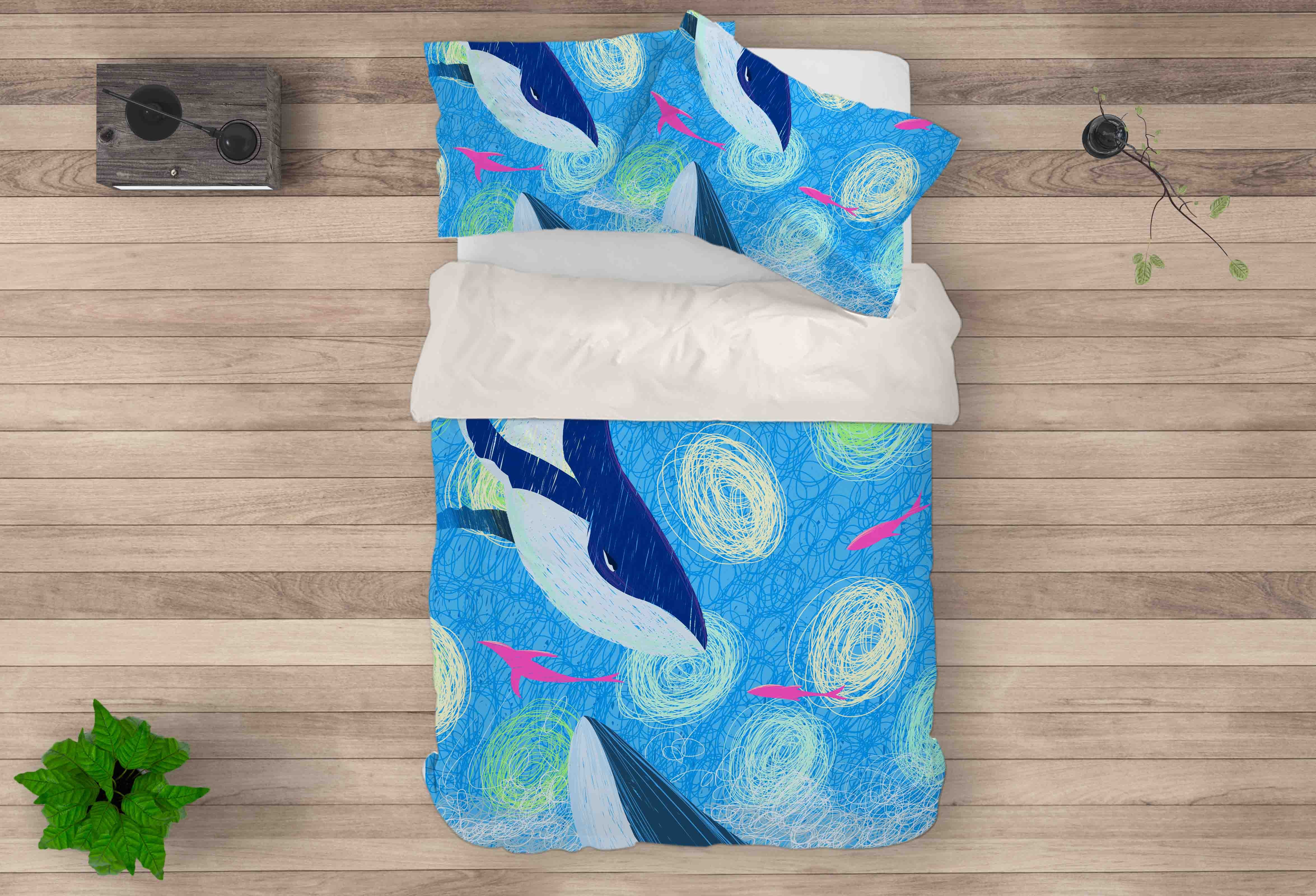 3D Blue Whale Quilt Cover Set Bedding Set Pillowcases 135