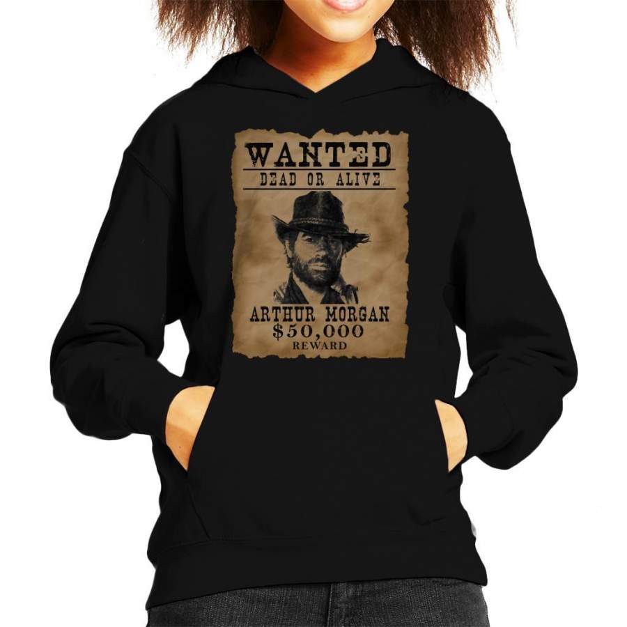 Dead Redemption Arthur Morgan Wanted Poster Kid’s Hooded Sweatshirt