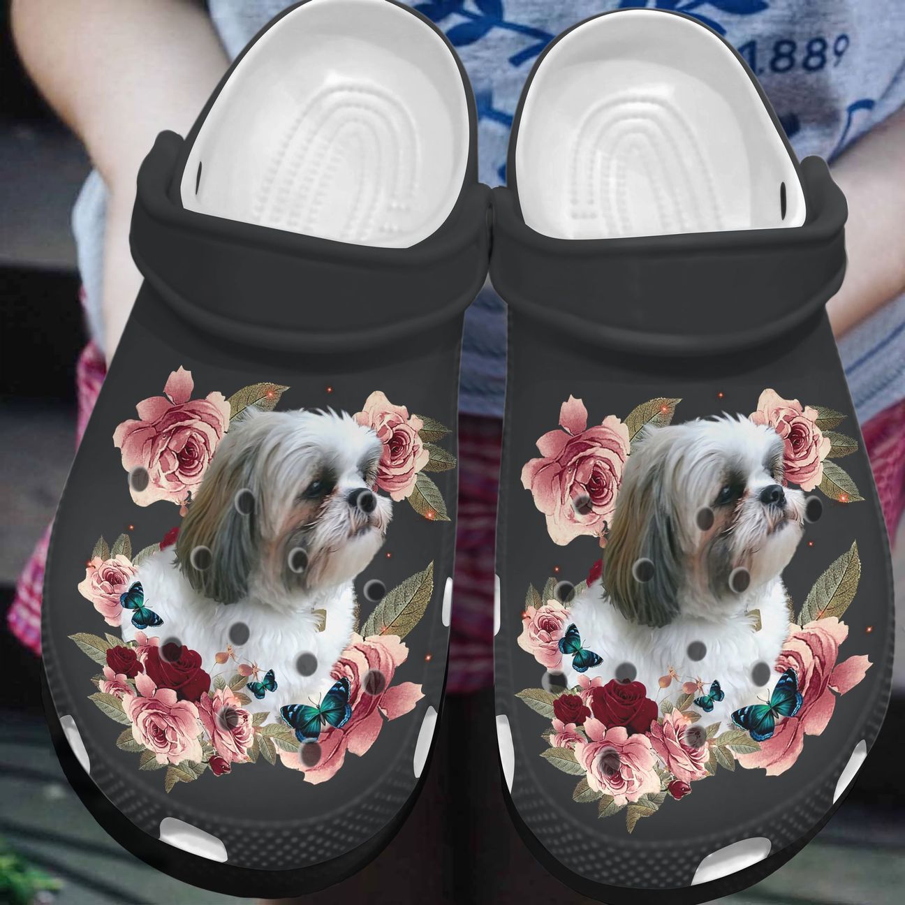 Shih Tzu Personalized Clog, Custom Name, Text, Color, Number Fashion Style For Women, Men, Kid, Print 3D Floral Shih Tzu