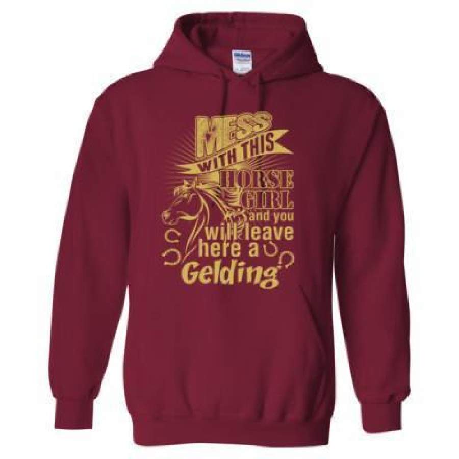 AGR Mess With This Horse Girl And You Will Leave Her A Gelding – Heavy Blend™ Hooded Sweatshirt