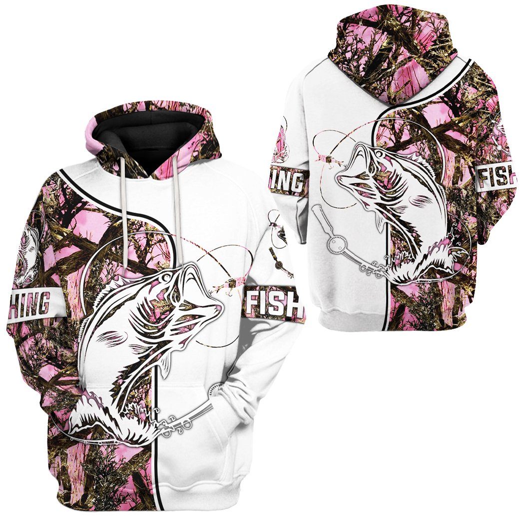 Gearhumans Gearhuman Pink Fishing Couple Tshirt Hoodie Apparel