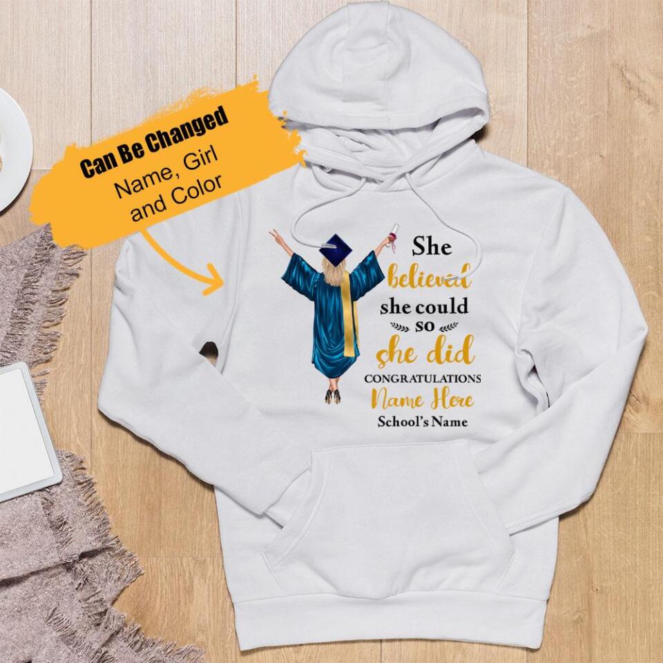 Personalized Graduation Girl She Did It Custom Hoodie, Gifts For Friend – Trending Personalized