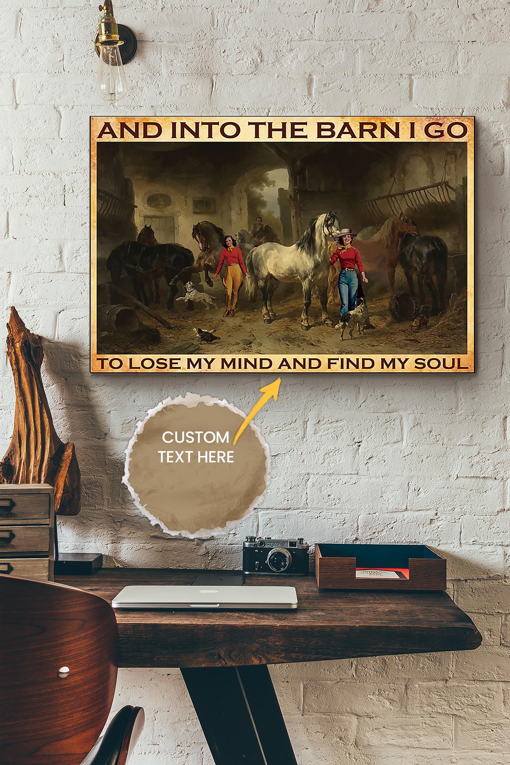 Pony To The Barn Cowgirl Poster – Animal Wall Art – Gift For Horse Lover Horse Rider Cowboy Farmhouse Decor Wrapped Canvas