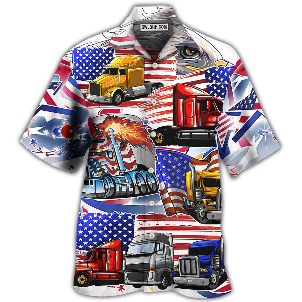 Truck Usa Flag Independence Day – Hawaiian Shirt – Owl Ohh