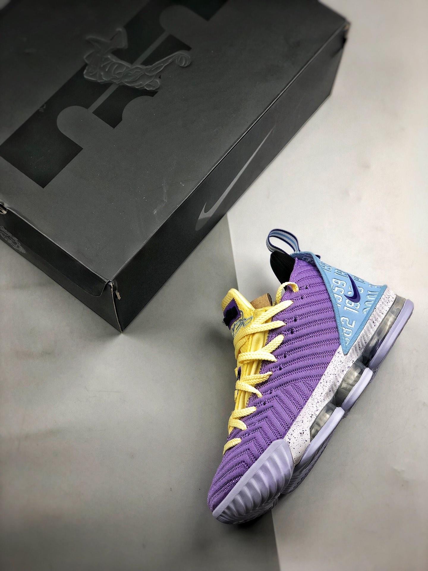 Nike LeBron 16 Heritage Atomic VioletBicycle Yellow-Half Blue 5338458