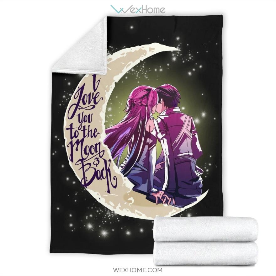 Love You To The Moon And Back Anime Couple Premium Blanket