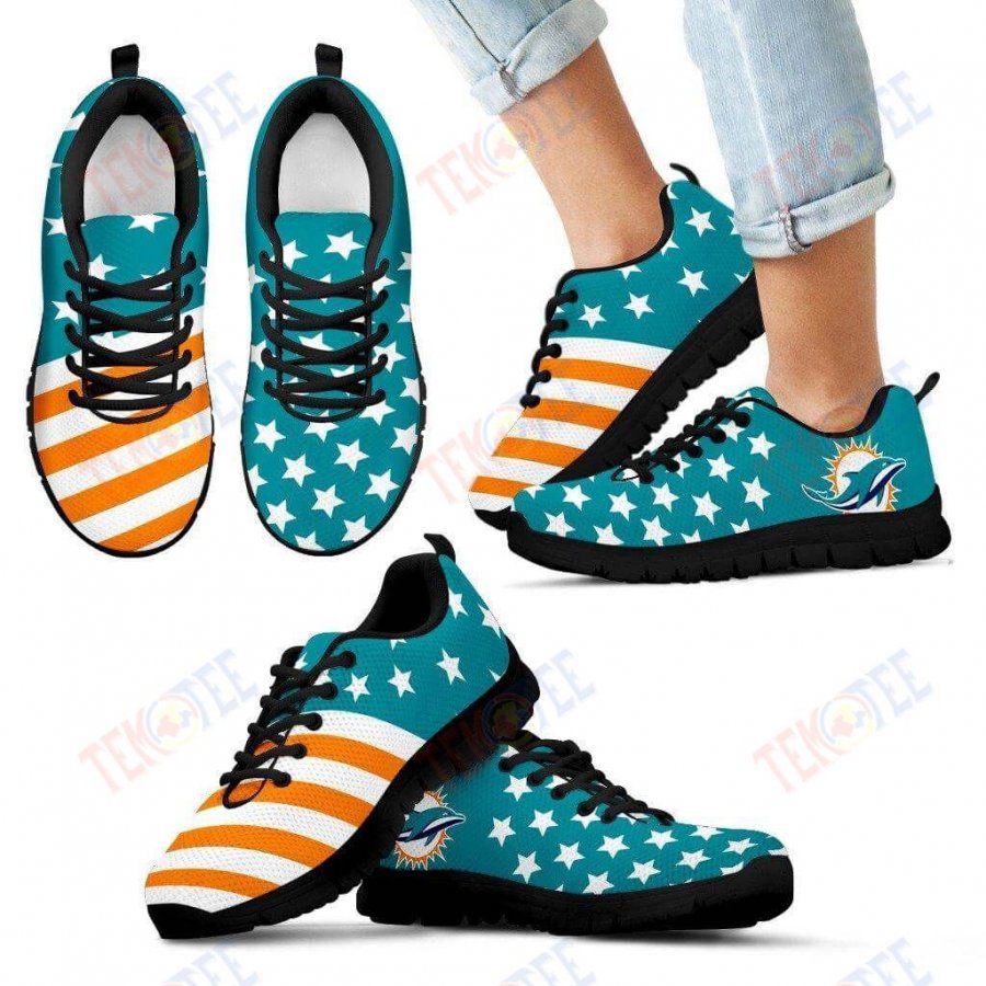 Mens Womens Miami Dolphins Sneakers America Flag Full Stars Stripes Sneaker Running Shoes For Men Women TDT690