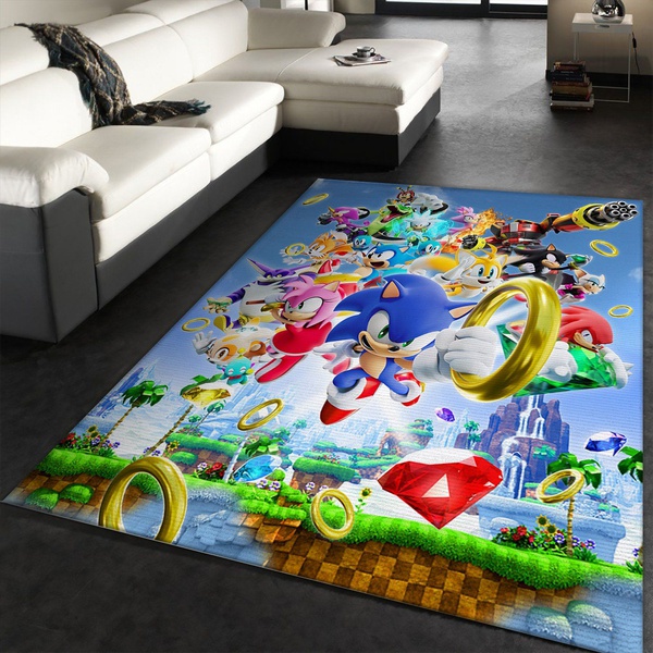 Sonic 29th Anniversary Collab Poster Area Rug, Living Room Rug, US Gift Decor
