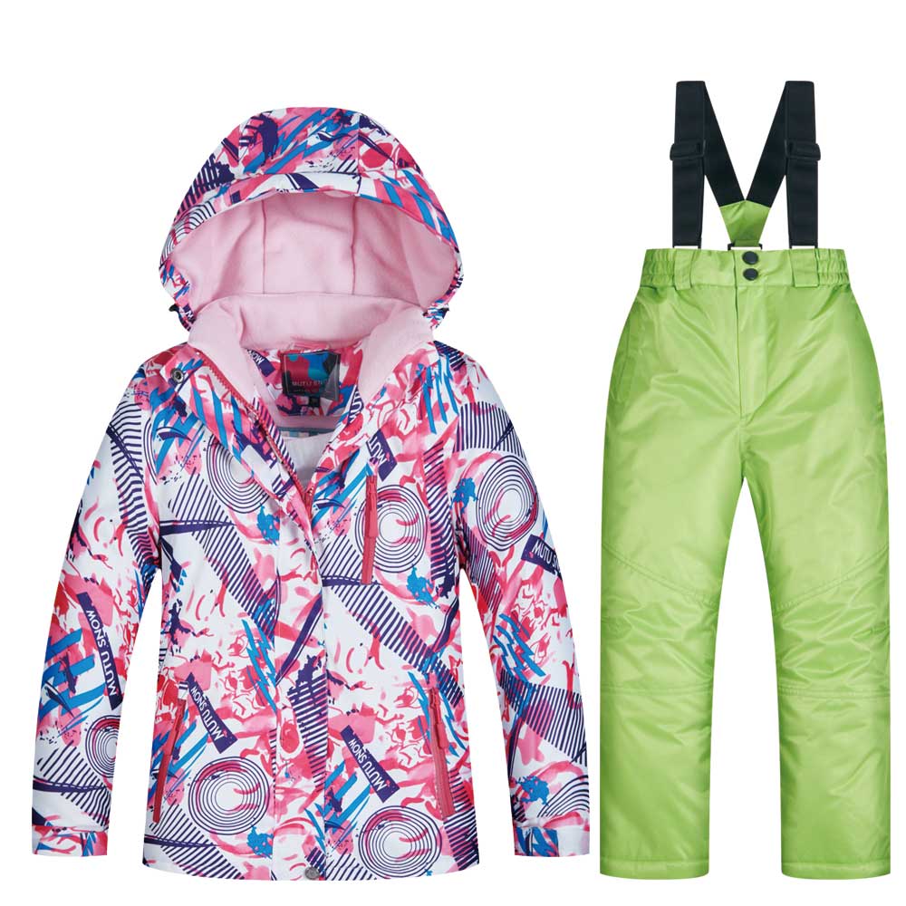 2020 High Quality Kids Ski Suit Super Warm Girls Ski Jacket Pants Set Waterproof Snowboarding Jacket Winter Children Skiing Suit alx