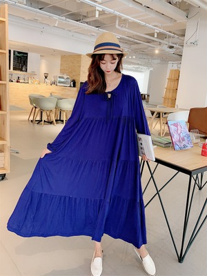 Autumn Winter New Large Size Long-sleeved Nightdress Female Cake Dress 100 kg fat mm Sleepwear Nightgown Outer Wear Home Clothes alx