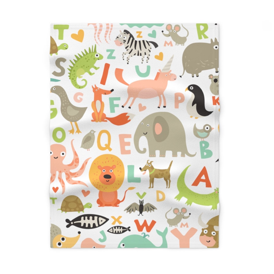 Animal Alphabet Fleece Blanket Gift For Baby Gift For Family Birthday Gift Home Decor Bedding Couch Sofa Soft And Comfy Cozy