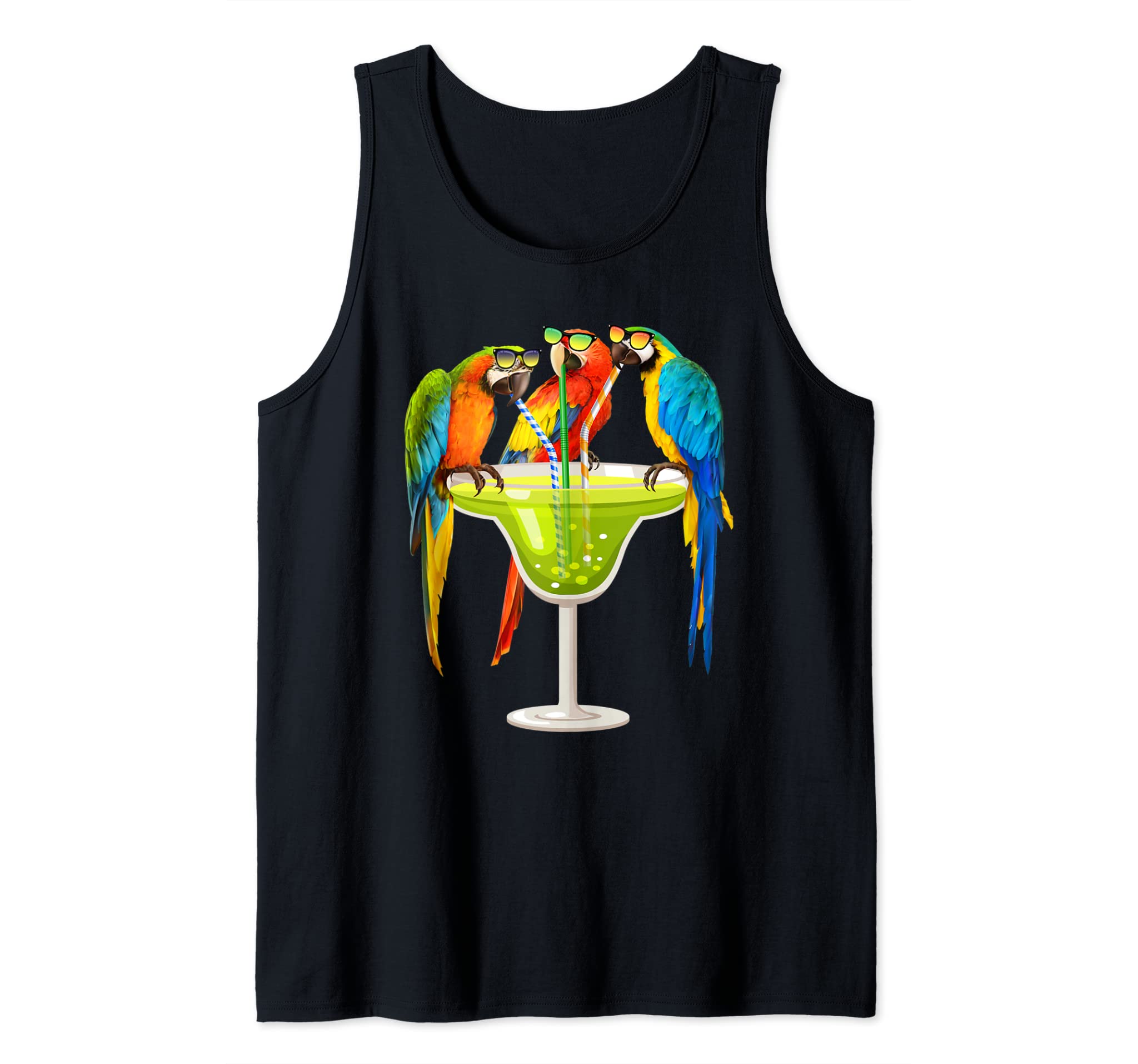 Parrots Drinking Margarita On Summer Vacation Birds Tee Gift Tank Top