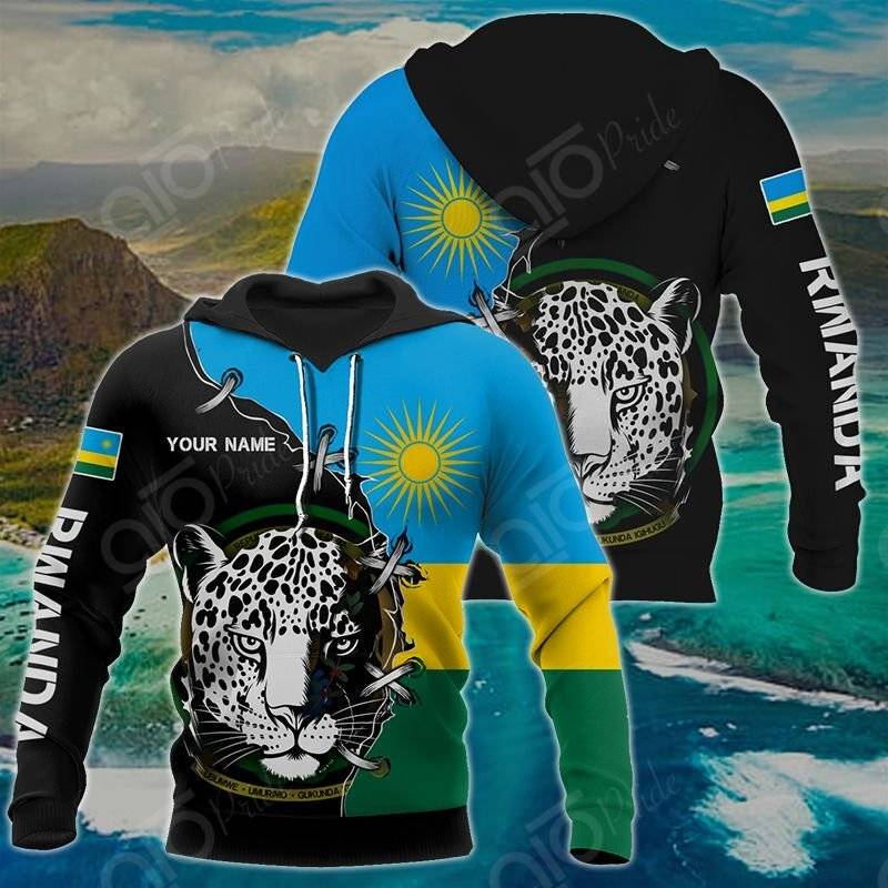 Customize Rwanda Leopard All Over Print Hoodies