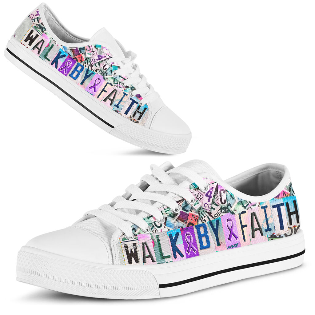 Walk By Faith Fibromyalgia Awareness Low Top Shoes 0622