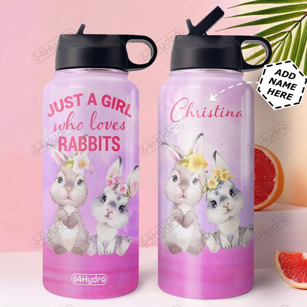 Bunny Personalized Mdc1610023 Stainless Steel Bottle With Straw Lid